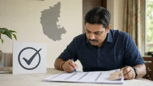 ಕರ್ನಾಟಕ ASDDO ಮತದಾರರ ಪಟ್ಟಿಯನ್ನು ಪರಿಶೀಲಿಸುತ್ತಿರುವ ಮತದಾರರ ಪ್ರತಿನಿಧಿ ಚಿತ್ರ