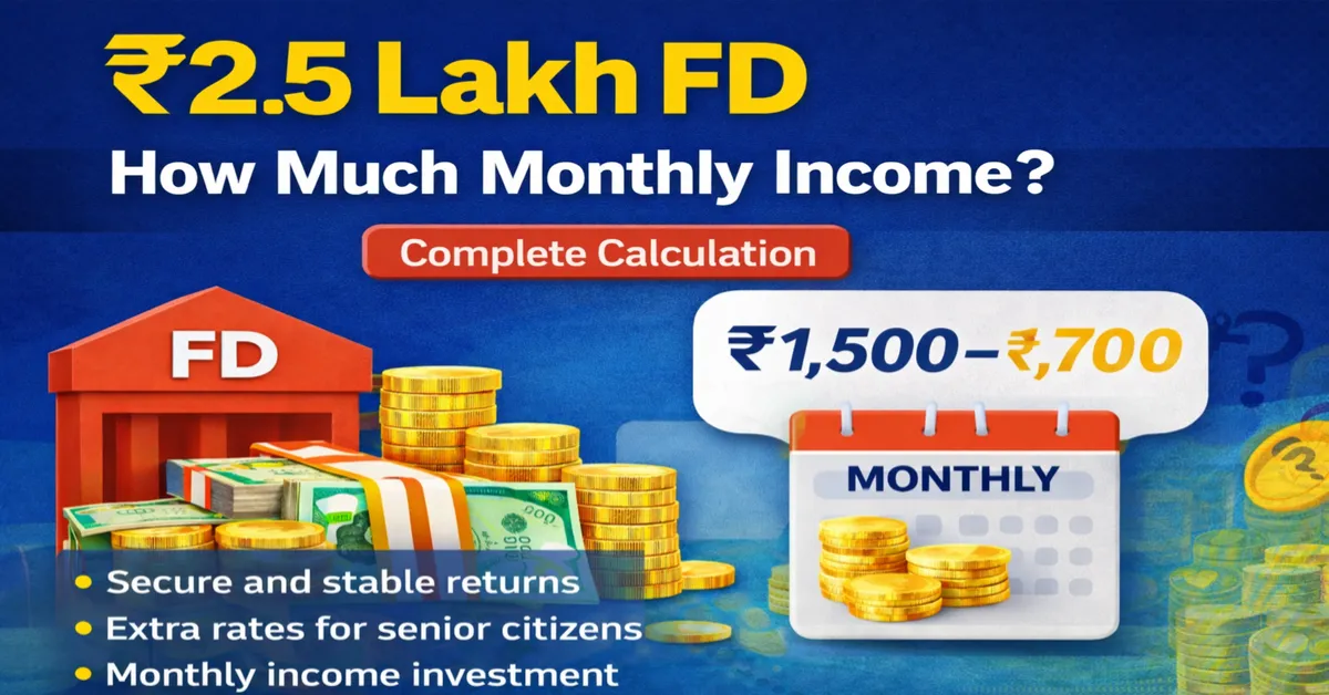₹2.5 ಲಕ್ಷ FD ಮಾಡಿದರೆ ತಿಂಗಳಿಗೆ ಎಷ್ಟು ಸಿಗುತ್ತದೆ